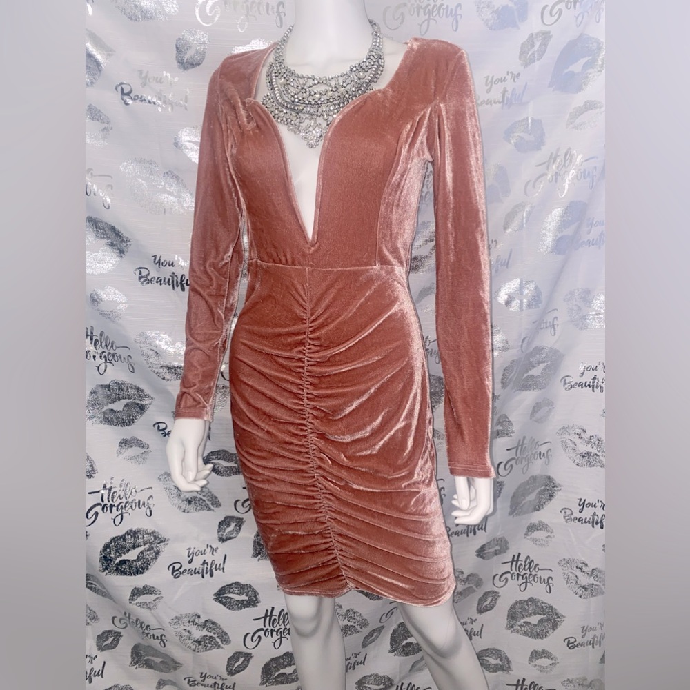 Rose velvet dress